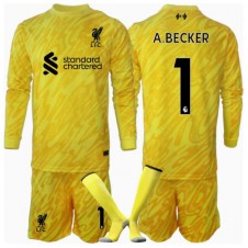 Liverpool Alisson Becker #1 Keeper Tredjedraktsett Barn 2024-25 Langermet (+ korte bukser)